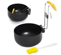 Egg Holder for Boiling Eggs, 2 Pack Stainless Steel Egg Poacher, No-Stick Egg Poacher Pan with Hang Ear, for Perfect Boiled Eggs, with an Oil Brush for Kitchen Tool