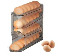 Egg Holder for Fridge, 4 Tiers Auto Rolling Egg Dispenser with 30 Capacity, Space-Saving Gravity-Fed Eggs Storage Organizer for Refrigerator and Countertop
