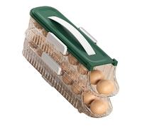 Egg Holder for Fridge, Automatic Rolling Egg Organizer with Clear Storage Box for Refrigerator, Kitchen, Countertop, or Dining Table, Plastic Dispenser with Capacity for Eggs