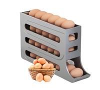 Egg Holder for Fridge, Upgrade 4 Tiers Egg Holder for Fridge, 28 Eggs Fridge Egg Rack Large Capacity Refrigerator Egg Trays, Space-Saving Automatic Egg Rolling Dispenser for Refrigerator (Grey)