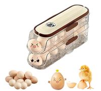 Egg Holder for Fridge with Lid, Auto Rolling Egg Holder, 2 Tier Egg Storage with Handle Stackable Egg Holder Storage Plastic Eggs Organizer Eggs Dispenser Holds 14 Eggs for Kitchen, Refrigerator