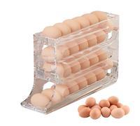 Egg Holder for Refrigerator - Acrylic PET Egg Roll Dispenser 14.1 x 2.75 x 7.75 inches | Fridge Egg Tray for Automatic Egg Storage, Kitchen Organization and Fridge Space Saver