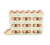 Egg Holder Fridge, 4 Layer Automatic Rolling Tray, 13.86 x 2.76 x 7.72 inches 30Eggs Capacity Dispenser, Anti-Slip Design, Space Saving Storage, Ideal for Bakery, Kitchen, Farmers Market, Picnic, RV