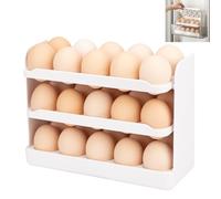 Egg Holder On The Side Door Of The Refrigerator, Flippable Egg Tray 30 Grid Refrigerator,Large Capacity Placstic Egg Organiser,Space Saving Kitchen Storage