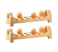 Egg Holder Storage - 12 Eggs Storage for Kitchen, Wooden Egg Rack Stackable Basket, Eggs Tray Holder Countertop for Home Kitchen Refrigerator 2pcs A