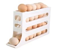 Egg Holder Storage, Automatic Rolling Egg Dispenser for Refrigerator, Countertop, Kitchen - Space-saving Roller/Storage/Organizer/Container/Tray for Fridge -Store about 30 eggs (White)