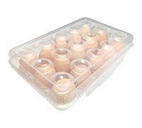 Egg Holder Storage, Egg Boxes, Portable Egg Tray with Lid, Stackable Egg Storage with Safety Buckle, 15 Grid Egg Container, Clear White