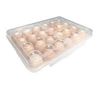 Egg Holder Storage, Egg Boxes, Portable Egg Tray with Lid, Stackable Egg Storage with Safety Buckle, 24 Grid Egg Container, Clear White