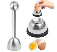 Egg Hole Puncher and Egg Topper Cracker, Stainless Steel Egg Poker with Sturdy Base and Pin, Semi-Automatic Eggs Piercer, Stainless Steel Shell Separator for Raw Soft Hard Boiled Egg