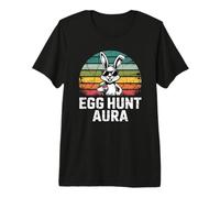 Egg Hunt Aura Funny Easter Bunny Retro Sunset Gen Z Teens Premium T-Shirt