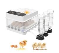 Egg Incubator, Automatic Egg Incubator for 15 Eggs with Automatic Egg Turning and Humidity Control, Dual Power Supply, Temperature Control, Integrated Egg Candling Light, Incubator for Family, Farm