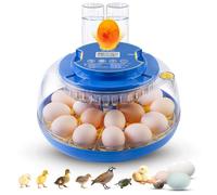 Egg Incubator with Automatic Eggs Turning Temperature Control Candler Humidity Display 18 Chicken Embryo Incubator for Hatching Chicken Duck Bird Quail Goose Turkey Reptile Fertilized Eggs