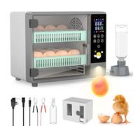 Egg Incubators for Hatching 24 Eggs, Dual Power Automatic Incubator with Auto Turning, PID Temp Control, Ultrasonic Humidifier, Colour Touch Display & Candler for Farm Chicken Duck Quail