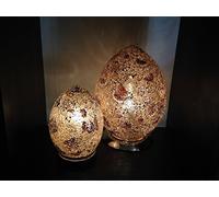 Egg Lamp - Large Mosaic Silver Mink Lamp (LM74GA)