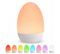 Egg Light Baby Night Light - 2600mAh Rechargeable Bedside Lamp with 3 Color Temperatures + 12 RGB Colors, Touch Dimmable, Battery Lamp for Newborn, Night Feeds, Toddler, Kids, Perfect Baby Essentials