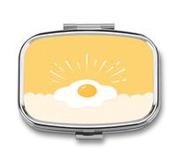 Egg Like The Sun Pill Box 2 Compartment Portable Medicine Pill Case Travel Pill Organizer for Pocket Purse