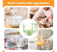 Egg Mixer Cup - Semi-automatic Manual Press Egg Beater Cup,Baking Mixer Container | for Kitchen Baking Cooking Cafe Restaurant Home Dining Room Foam Coffee Drink