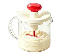 Egg Mixing Cup - Clear Hand Press Type, Manual Whisk Strainer, Multi Functional Kitchen Gadget, Liquid Measure Vessel, Baking Cooking Supplies, Transparent White Gray Clear for Milk Cream