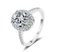 Egg Moissanite Ring 1 CT/2 CT,D Color VVS Clarity GRA Certified 925 Silver Polished & Rhodium-Plated Luxury Engagement Ring for Women with Velvet Box(16, 2 CT)
