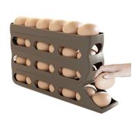 Egg Organizer for Refrigerator - 4 Layers Automatic Rolling Fridge Egg Holder,30 Capacity Anti-Slip Space-Saving Rack for Farmers Market RV Breakfast Picnic Prep Meal