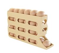 Egg Organizer: Refrigerator Rolling Dispenser Storage Rack, Tiered Feed Design, Space Saving Style, 4 Layer Shelf +