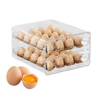 Egg Organizer Refrigerator - Stackable Clear Tray, Built-in Time Scale Marker, Space Saving Structure, Lid For Preserving Freshness|Perfect For Pantry Cabinet, Kitchen Cabinets