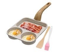 Egg Pan - 3 Section Breakfast Pan with Spatula and Brush - Divided Pot for Efficient Meal Preparation Kitchen Dining Egg Bacon Pancake