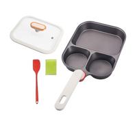 Egg Pan - Egg Frying Pan, Non-stick Breakfast Pans, 3 Compartment Breakfast Pans, Titanium Pan with Lid and Silicone Spatula for Omelet