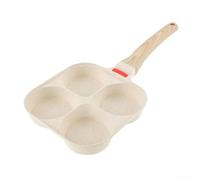 Egg Pan with Nonstick and Four Cup Design, Equipped with Temperature Sensitive Silicone for Cooking Control on Multiple Stove Types (White four holes)