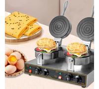 Egg Pancake Maker, Stainless Steel Double Head Wrap Machine with Temperature Control for Family Gatherings and Commercial Use