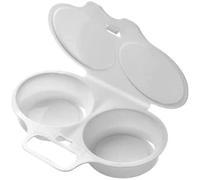 Egg Poacher Double Omelet Cup Microwave Egg Cooker With Two Hinged Flip Compartments Draining Poachers Cookware Boiler Egg Steamer For Poached Eggs Cooking Supplies Kitchen Gadget White (1Pc)