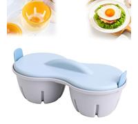 Egg Poacher Microwave, 2/1 Egg Capacity Microwave Egg Cooker, Nonstick Egg Poacher Cups for Microwave, Stovetop, Poached Egg Maker for Quick Poached Egg Preparation (Blue,Two grid)
