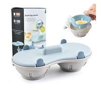 Egg Poacher Microwave Egg Cooker, 2 Cavity Edible Silicone Double Drain Poached Egg Cups, Microwave Egg Poacher Kitchen Cooking Gadgets