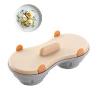 Egg Poacher Microwave Egg Cooker, 2 Cavity Edible Silicone Double Drain Poached Egg Cups, Microwave Egg Poacher Kitchen Cooking Gadgets(Light Blue) (Orange)