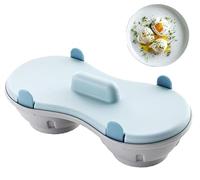 Egg Poacher Microwave Egg Cooker, 2 Cavity Edible Silicone Double Drain Poached Egg Cups, Microwave Egg Poacher Kitchen Cooking Gadgets(Light Blue) (Blue)