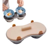 Egg Poacher Microwave Egg Cooker, 2 Cavity Silicone Poached Egg Cups, Double Drain, Reusable, Kitchen Cooking Gadget (orange)
