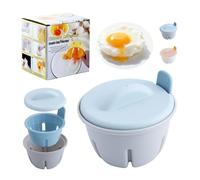Egg Poacher Microwave Egg Cooker, 3 IN 1 Drain Poached Egg Cups with Lid and Removable Tray, Dishwasher Safe Egg Boiler Poacher Maker for Perfect Eggs, Easy to Use Kitchen Cooking Gadgets (Blue)