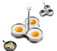 Egg Poacher Pan, Stainless Steel Maker with Three Cups, Round Cooker Basket for Quick Breakfast Preparation, Kitchen Boiler Cooking Accessories (Silver)