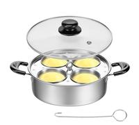 Egg Poacher Pan Stainless Steel Poached Egg Maker with 4 Cups Poached Eggs Cooker Pot Multipurpose Stovetop Eggs Poachers Cookware Set with Lid for Induction Cooktop Gas Cooktop