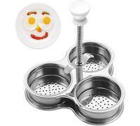 Egg Poacher Pan with 3 Poaching Cups - Stainless Steel Steamer Egg Cooker for Perfect Poached Eggs - Breakfast Cooking Tool (A)
