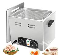 Egg Poacher Stainless Steel Pan, Commercial Egg Boiler 2600W with Temperature Control & Timer, Large Capacity Poached Egg Maker with Mesh Basket for Restaurants