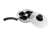 Egg Poacher Two Cup Four Cup Replacement Cups Pan Non-Stick Cup Egg Boiler Saucepan Cookware with Plastic Lid (4 Cup Egg Poacher)