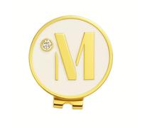 EGG PRO Golf Ball Marker with Initial Design, 3 cm Diameter, Crystal Accent, Magnetic Clip, Initial M