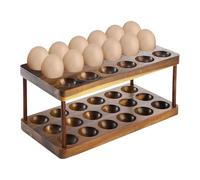Egg Rack for Counter - 2 Layers Wooden, Egg Storage Holder, Space-Saving Counter Organizer | Practical kitchen display that helps keep eggs neatly accessible during cooking and the beer