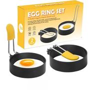 Egg Ring 2-Pack Stainless Steel Egg Rings with Anti-Scald Folding Handle Non Stick Coating Suitable for Egg Frying,Shaping,Pancakes,Mini Burger (2 Pcs)
