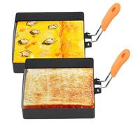 Egg Ring 2Pcs Non-Stick 4 Inch Square Egg Rings for Frying Eggs with Silicone Handle, Stainless Steel Square Egg Mold for Breakfast Sandwiches Griddle Crumpet Style 1 Egg Mold Square Egg Mold Egg Ring