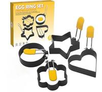 Egg Ring 4-Pack Stainless Steel Egg Rings with Anti-Scald Folding Handle Non Stick Coating Suitable for Egg Frying,Shaping,Pancakes,Mini Burger (4 Pcs)