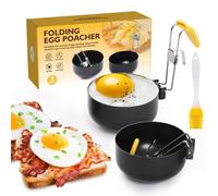 Egg Ring, Egg Boiler Poached, Pack of 2 Stainless Steel Egg Rings Collapsible Hang with an Oil Brush Non Stick Coating for Egg Frying, Shaping, Pancakes, Mini Burger