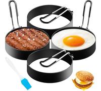 Egg Ring Non Stick, 4 Pack Egg Rings for Frying, Round Egg Cooking Rings, Egg Circles Egg Shaper for Frying, Frying Pancake Mcmuffins, Crumpets