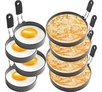Egg Rings 4 Pcs Large 6" Pancake Mold and 4 Pcs 3.5" Fried Egg Mold Stainless Steel Nonstick Egg Ring for Frying Eggs and Muffins
